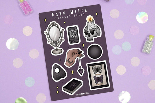 Dark Witch Sticker Sheet / Witchy Pagan Autumn Wicca Occult