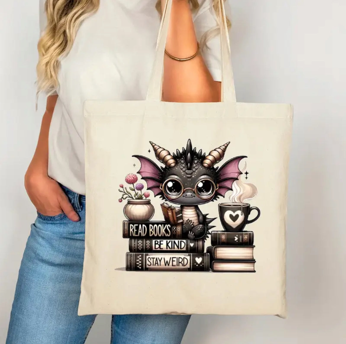 Read Books stay Weird Linnen Tas