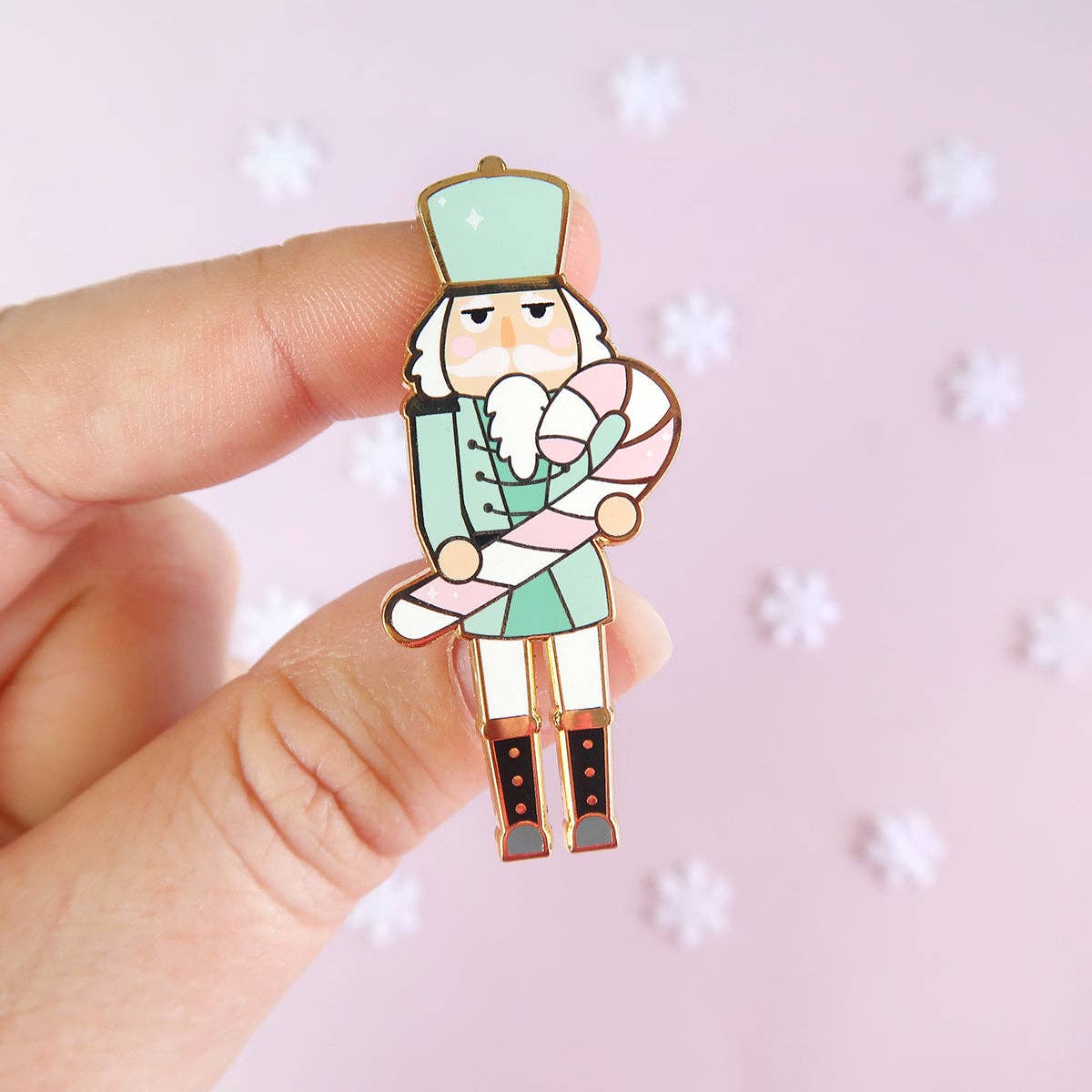 Notenkraker Kerst Pin: Wit