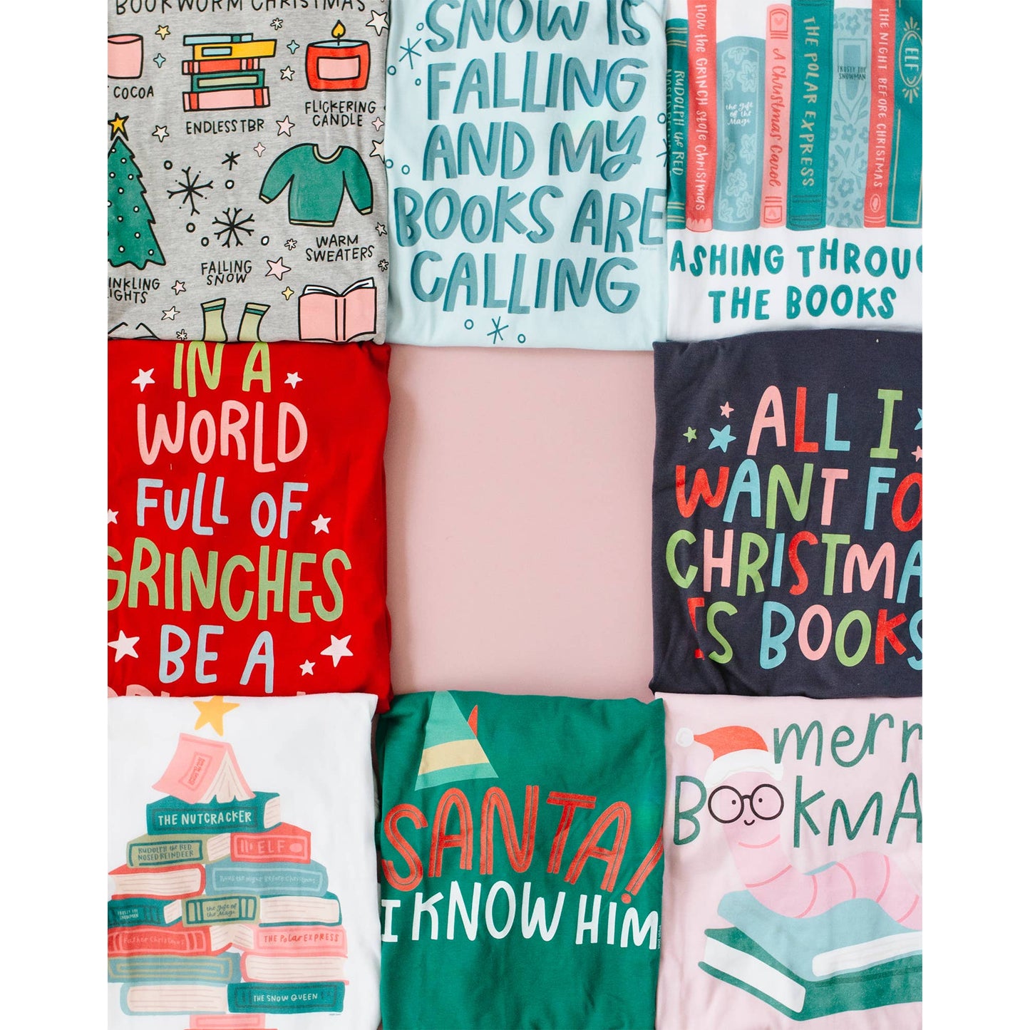 Merry Bookmas T-shirt Blush