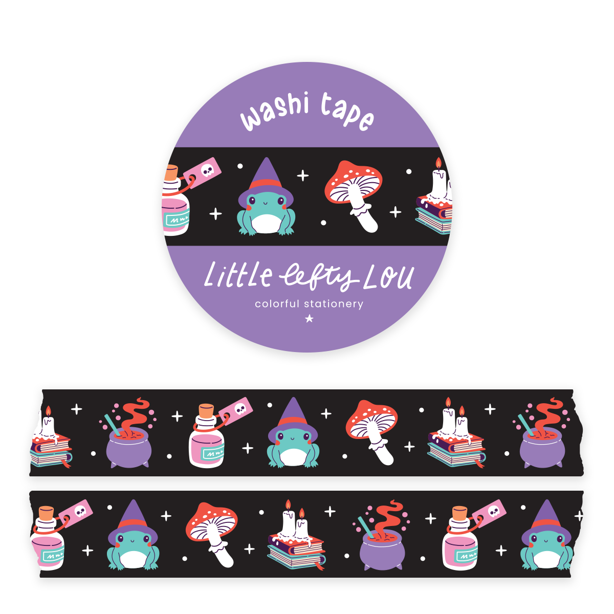Witchy Frog schwarzes Washi Tape