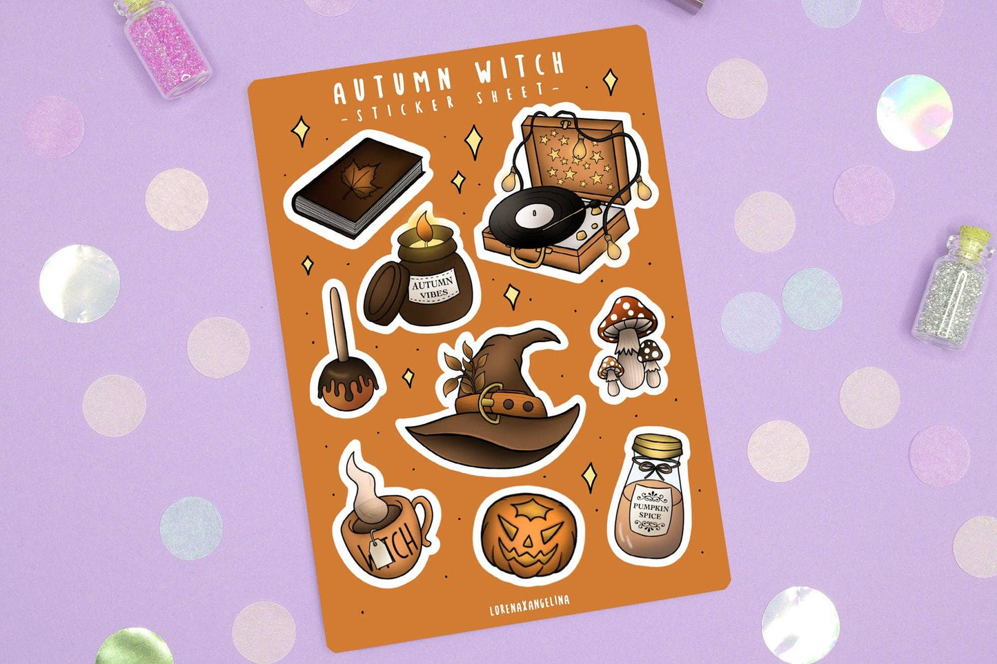 Autumn Witch Sticker Sheet / Fall Sticker / Planner Bujo: Without packaging
