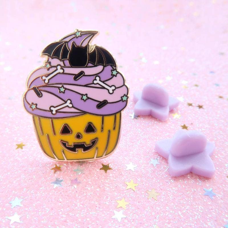 Halloween-Cupcake-Anstecknadel: Traditionelle Farben