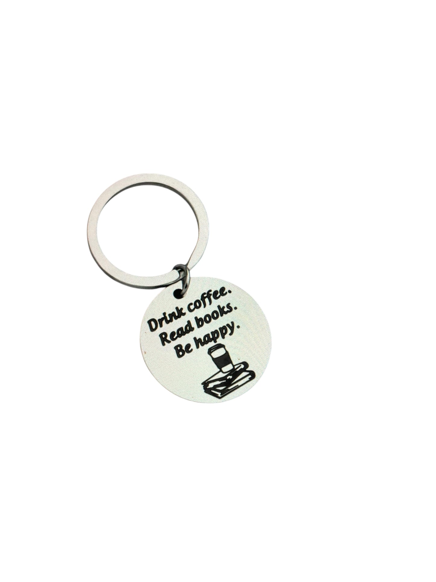 Drink coffee read books keychain