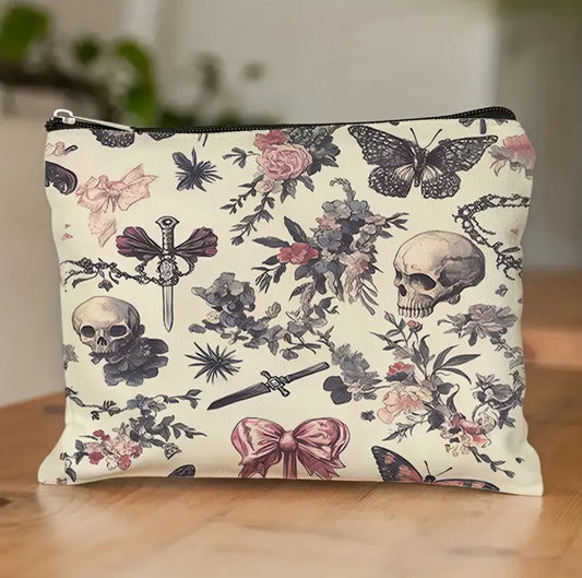 Dark Floral Skull Etui