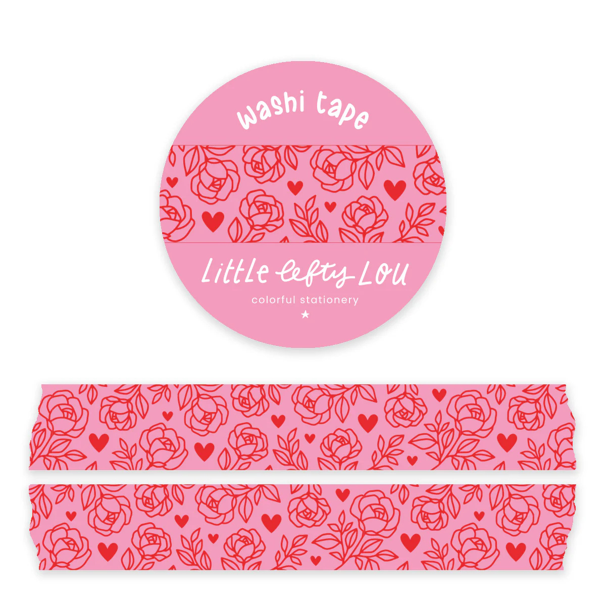 Washi Tape Roze met bloemen