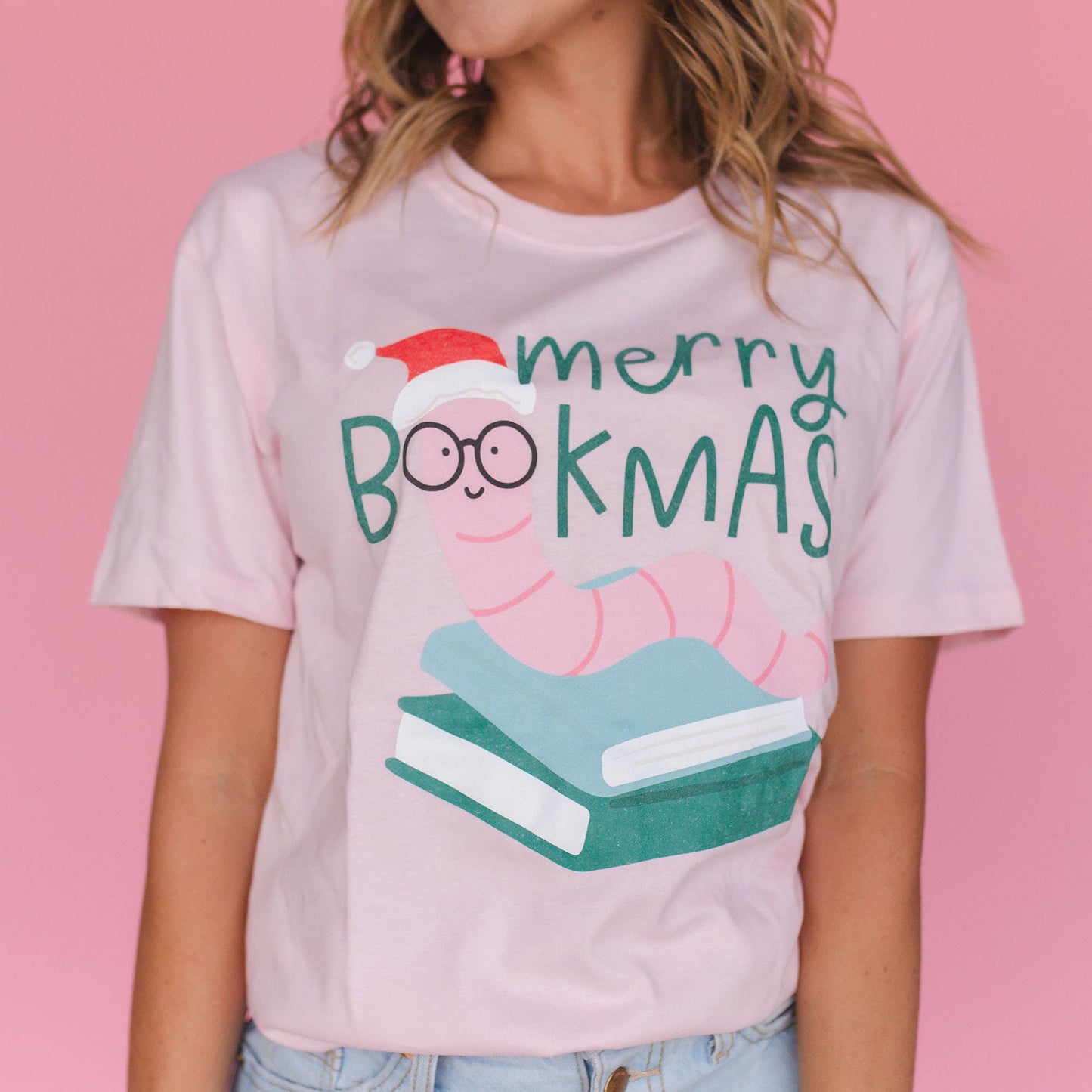 Merry Bookmas T-shirt Blush