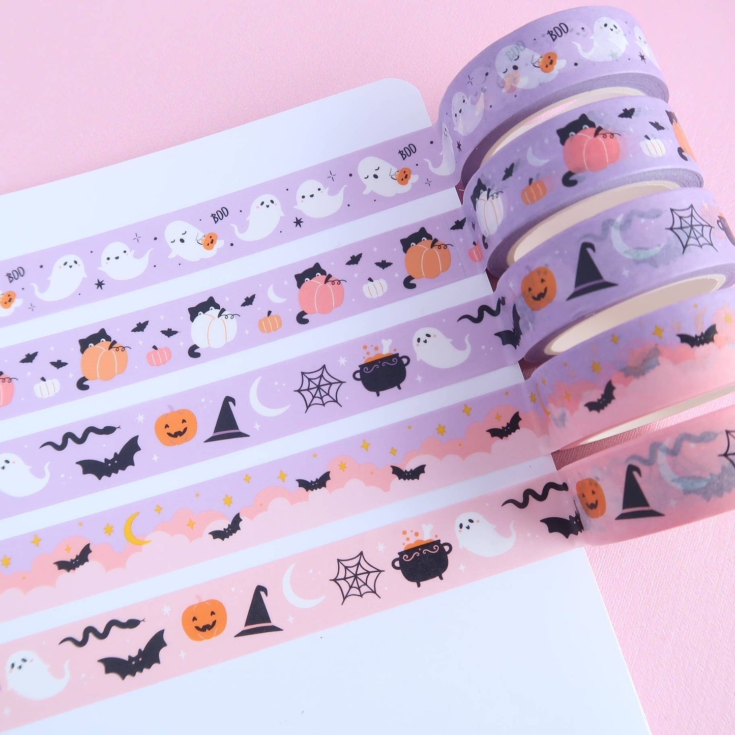 Stiekeme kat achter washi-tape met pompoen