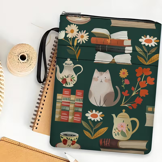 Booksleeve Green Cat Cute