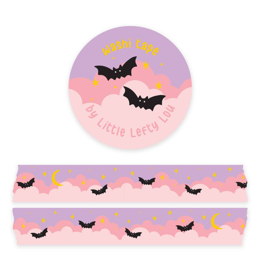 Washi Tape Zwarte vleermuizen pastel