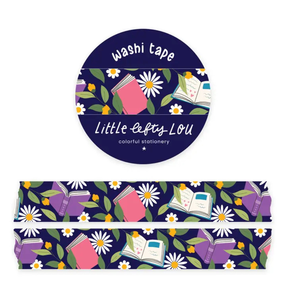 Washi Tape Boeken en Bloemen blauw