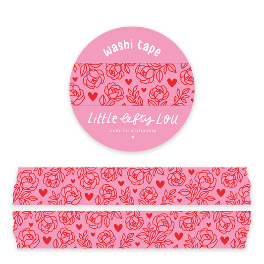 Washi Tape Roze met bloemen
