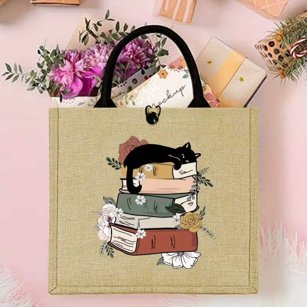 Floral Cats Shopper