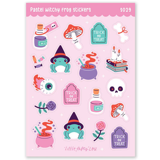 Pastel Witchy Frog matte waterdichte stickers