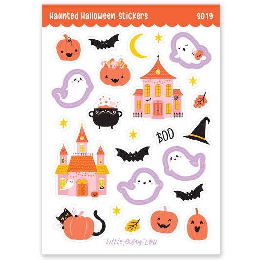 Halloween-stickers met spookachtige achtergrond (S019)