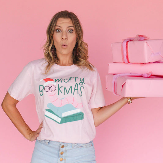 Merry Bookmas T-shirt Blush